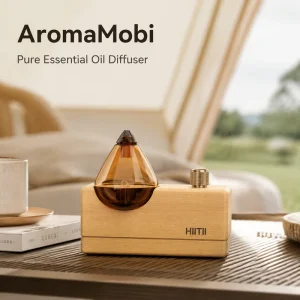 Waterless Essential Oil Diffuser Glass Wood Nebulizing Diffuser USB Type-C Rechargeable Portable SPA Scent Diffuser 20ml