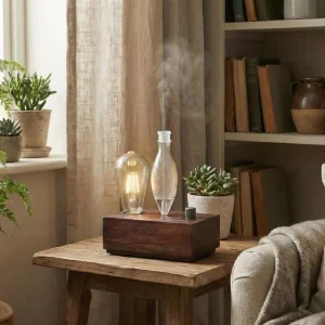 Waterless Wood Glass Fragrance Diffuser for Home Bedroom Light