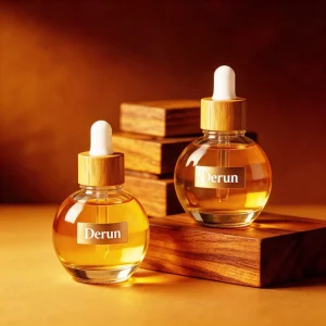 Waterproof Body Face Shimmer Oil Bottle New 20ml 30ml 50ml Bamboo Cap Essential Glass Bottle Round Ball Shape Frosted Dropper