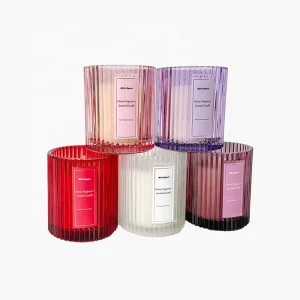 Wedding Favors Non Toxic Lavender Jasmine Modern Private Label Nordic Ribbed Candle Custom Glass Scented Candles for Home Decor