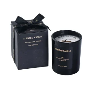 Wedding Gift Box Soy Wax Black Scented Candles With Glass Jar