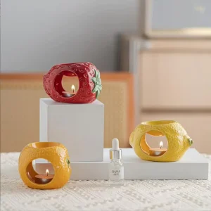 White Ceramic Fruit Shape Essential Oil Wax Melt Burner for Home Decoration Modern European Style