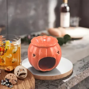 White Ceramic Pumpkin Shape Modern European Style Essential Oil Burner Home Decoration Wax Melt Burner Spring Fall