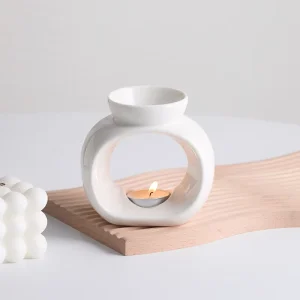 White Porcelain Essencial Oil burner Modern Custom Tea Light Ceramic Wax Melt Warmer