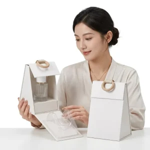 White Triangular Perfume Packaging Box Rigid Paper Gift Set with Magnetic Closure Embossing Custom Logo
