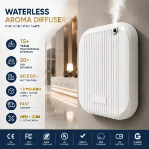 Wireless Electric Aroma Diffuser Machine Waterless Battery Rechargeable Scent Machine for Small Space