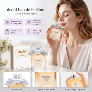 Women Square Bow Knot Eau De Parfum 100Ml Floral Fruity Scent Transparent Crystal Bottle