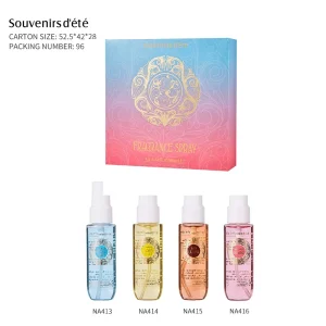 Women’s Eau De Toilette Floral Scent Perfume Without Alcohol Body and Hair Mist Gift Box 4pcs*40ML in One Set