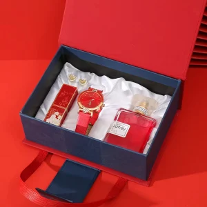 Women’s Watch Gift Set Birthday & Valentines Day Business Perfume & Lipstick Gift for Her Friend