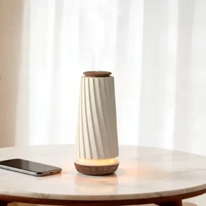 Wooden Scent Diffuser Machine Smart APP Automatic Aroma Essential Oil Diffuser Waterless with Night Light Table Lamp