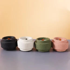 Wooden Wick Ceramic Candle Jar Candles Private Label Soy Wax with Wooden Wick and Gift Box Porcelain Candles Scented