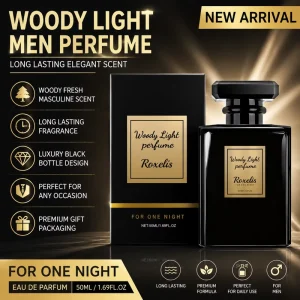 Woody Men Perfume 50ml Long Lasting Eau De Parfum Black Bottle Fresh Elegant Scent for Daily Use Gift