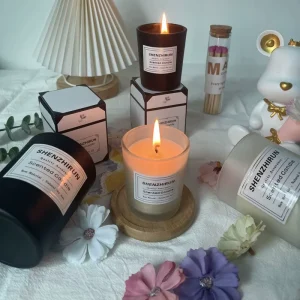 YHM Aromatherapy Glass Candle Jars Scented Wax Semi Handmade Cup Shaped DIY Romantic Favors Birthday Gifts Ocean Heart Japanese