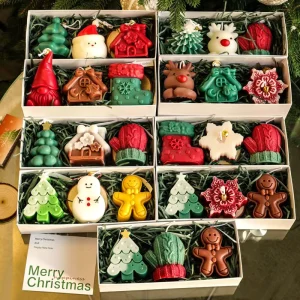 Youlun Christmas Gift Fof Christmas 3pcs Set Scented Aromatherapy Cute New Rose Tree Design Candles for Friends Family