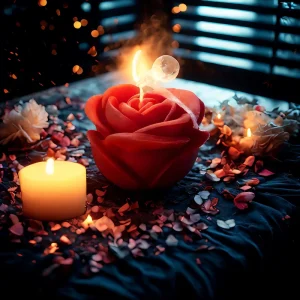 Youlun Handmade Gift Small Size Rose Flower Shape Soy Wax Scented Candle for Wedding Proposal Dinner Party Love Occasions