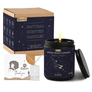 Zodiac Themed Candles Natural Scented with Gift Box & Necklace Ideal for Astrology Enthusiasts