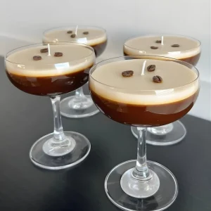 logo Printed Custom Shaped Scented Vessel Jars Glasses Margarita Espresso martini Cocktail Candle